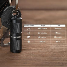 Load image into Gallery viewer, OLIGHT I1R 2 Pro Eos 180 Lumens EDC Rechargeable Keychain Flashlight, Powered by Built-in Rechargeable Battery with Type-C USB Cable, Slim Mini Handheld Light for Everyday Carry (Black)