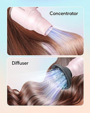 Load image into Gallery viewer, Wavytalk Blow Dryer with Diffuser, Mini Hair Dryer with Folding Handle, 1600W Quiet Lightweight Hairdryer with Diffuser Compact Design, Pinky White