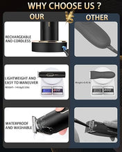 Load image into Gallery viewer, PRITECH Manscape Trimmer for Men, Beard Trimmer for Men, Rechargeable Shavers for Men, Electric Razor for Men, Cordless Hair Clippers, Waterproof Body Trimmer with Standing Recharge Dock(Black)
