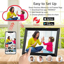 Load image into Gallery viewer, FRAMEO Digital Photo Frame, 10.1 Inch WiFi Digital Picture Frame with 1280x800 IPS HD Touch Screen, 32GB Storage Auto-Rotate Wall Mountable Easy Share Photos or Videos via Frameo App from Anywhere