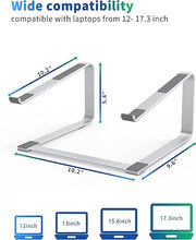 Load image into Gallery viewer, SOUNDANCE Laptop Stand for Desk, Metal Computer Riser, Heavy Stable PC Holder, Ergonomic Laptops Elevator for 12 to 17.3 Inches Notebook Computer, Silver