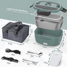 Load image into Gallery viewer, Green Electric Lunch Box Food Heater, 60-80W Heated Lunch Box for Adults, 12V 24V 110V Portable Food Warmer LunchBox for Car Truck Work with Removable 304 Stainless Steel Container, Carry Bag