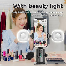 Load image into Gallery viewer, Auto Face Tracking Phone Holder,No App Required,360° Rotation Phone Camera Stand with Remote and Gesture Control, Smart Shooting Stand for Vlog/TIK Tok Live Streaming YouTube Video Recording