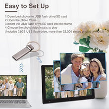 Load image into Gallery viewer, 10.1 Inch Digital Picture Frame with 32GB USB Flash Drive, KECAG 1920x1080 HD IPS Screen Digital Photo Frame, Motion Sensor, Video, Music, Share Moments via SD Card or USB, with Remote Control
