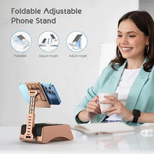 Load image into Gallery viewer, TechGlow Gifts for Men Women Foldable Cellphone Stand with Bluetooth Speaker Charging Station Birthday Gift Idea for Mom Dad Cool Gadget Tech Gifts-Rose Gold