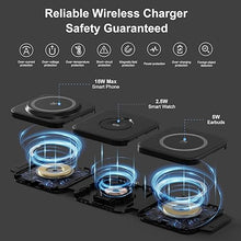 Load image into Gallery viewer, Wireless Charging Station for Apple Multiple Devices - 3 in 1 Foldable Magnetic Wireless Charger - Travel Charging Pad for iPhone 16 15 14 13 12 Pro Max Plus Watch & AirPods (Black)
