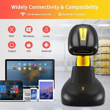 Load image into Gallery viewer, NETUM Upgraded QR Industrial Bluetooth Barcode Scanner with Charging Dock, Wireless 2D 1D Bar Code Reader 2600mAh Drop Protection Shock Dust Proof Hands Free for Windows Mac Android iOS (NT-1202W)