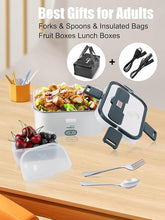Load image into Gallery viewer, Buddew Electric Lunch Box 80W Food Heater 1.8L Large Capacity Heated Lunch Box 3 in 1 12V/24V/110V Portable Lunch Warmer for Car/Truck/Home/Office with Carry Bag and Fork and Spoon (Gray)