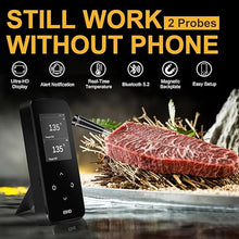 Load image into Gallery viewer, Wireless Bluetooth Meat Thermometer with 2 Ultra-Thin Probes, Smart Digital Food Thermometer 600FT Remote Range, Standalone Smart Base for Grill Smoker Roast Oven, Cooking Gifts
