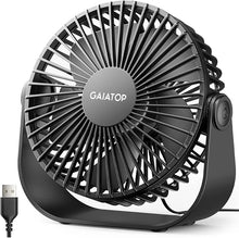 Load image into Gallery viewer, Gaiatop USB Desk Fan, 3 Speeds Strong Airflow, 5.5 Inch Portable 90° Rotate Quiet Cooling, Small Personal Table Fans for Bedroom Home Office Travel Black