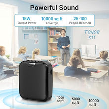 Load image into Gallery viewer, TONOR Voice Amplifier for Teachers, 15W Bluetooth Voice Amplifier with Wireless Headset Mic, Portable Megaphone Speaker Rechargeable PA System for Teaching, Training, Speaking, Fitness Instructors K11