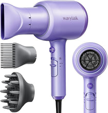 Load image into Gallery viewer, Wavytalk Ionic Blow Dryer with Diffuser - Professional 1875W Hair Dryer for Women, Constant Temperature, Comb for Fasting Drying, Light and Quiet, Purple