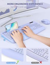Load image into Gallery viewer, SABLUTE Wireless Keyboard and Mouse, Wrist Rest, Phone Holder, Batteries Included, 2.4G Lag-Free Ergonomic Keyboards Mouse Combo, Silent Keyboard Cordless Set for Computer, Laptop, PC, Windows, Purple