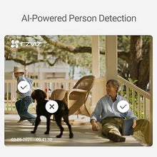 Load image into Gallery viewer, EZVIZ 2K+ Smart Outdoor Security Camera with Floodlight, Built-in 32G Storage, Colour Night Vision, Siren & Light Alarm, AI Human Detection, Two-Way Talk, Waterproof, Hardwired Installation (LC3)