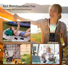Load image into Gallery viewer, CAZOKASI 8000mAh rechargeable portable waist clip fan neck hanging personal fan super powerfull wind long endurance work cooling and heatstroke prevention fan