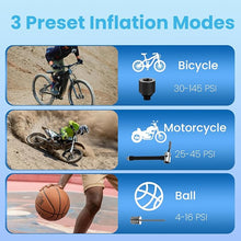 Load image into Gallery viewer, Mini Bike Pump, 150PSI Electric Air Pump Portable Bicycle Cordless Rechargeable Inflator with Digital Pressure Gauge with Presta and Schrader Valve for Bicycle,MTB,Motorcycle,Ball