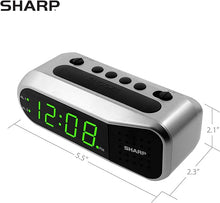 Load image into Gallery viewer, Sharp Digital Alarm Clock - Ascending Alarm Begins Faintly and Grows Increasing Louder, Gentle Wake Up Experience, Dual Alarm - Battery Back-up, Easy to Use with Simple Operation (Brushed Silver)