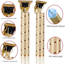 Load image into Gallery viewer, Pro T Clippers Trimmer, Electric Pro Li Trimmer T Blade Trimmer Cordless Rechargeable, Professional Baldheaded USB Rechargeable Trimmer Hair Clipper for Men(Gold)