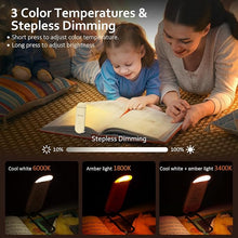 Load image into Gallery viewer, Book Light, USB Rechargeable Reading Light, Eye-Cared Amber Light Mode Book Light for Reading in Bed Kids, 8 LEDs Bookmark Portable Book Light Clip on, Stepless Dimming, Khaki