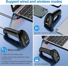 Load image into Gallery viewer, Symcode 2D Wireless Barcode Scanner,Bluetooth6.0 & Wireless2.4G & USB Wired Connection, 1D QR Bar Code Reader Scanner Automatic Fast Precise scanning for Smart Phone, Tablet, PC
