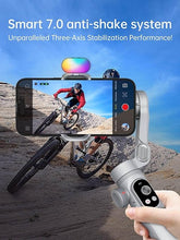 Load image into Gallery viewer, iPhone Gimbal, 3-Axis Gimbal Stabilizer for Smartphone w/RGB Magnetic Fill Light Portable Gimbal with Fous/Zoom Wheel for Vlog, Compatible with iPhone 15 Pro Max/Android-Smart X Pro Kit Gray