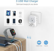 Load image into Gallery viewer, South Africa Plug Adapter 2 Pack, TESSAN Type M Travel Adaptor with 4 AC Outlets 3 USB Ports, US to South Africa Botswana Namibia Nepal Bhutan