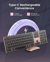 Load image into Gallery viewer, Wireless Bluetooth Keyboard and Mouse Combo (USB + Dual BT), seenda Multi-Device Rechargeable Slim Keyboard and Mouse, Compatible for Win 7/8/10, MacBook Pro/Air, iPad, Tablet - Black Rose Gold