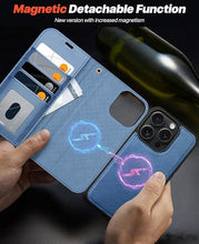 Load image into Gallery viewer, OCASE for iPhone 16 Pro Max Case Detachable Wallet Case with Card Holder, 2 in 1 Pu Leather Flip Folio with RFID Blocking Stand Wrist Strap Shockproof Phone Cover 6.9 Inch 2024, Light Blue