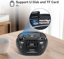 Load image into Gallery viewer, Retekess TR621 CD Player Boombox, Cassette Tape Player AM FM Radio, Stereo Sound, USB and TF Card Playback with Remote Control, Tape Recording, for Home(Black)