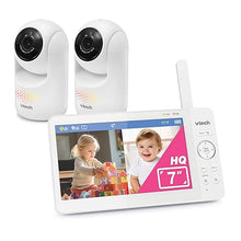 Load image into Gallery viewer, VTech Advanced HQ Max Twin 7" Digital Video 2-Cameras Baby Monitor with Pan Tilt Zoom, Long Battery Life 5000mAh, IPS Screen, Adaptive Multi-Color Night Light, 2-Way Talk, HQ Display, No WiFi, White