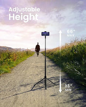 Load image into Gallery viewer, Automatic Tripod for iPhone, 66" Phone Tripod Selfie Stick for Cell Phone, Tripod Stand with Remote for Video Recording, Black