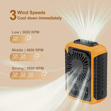 Load image into Gallery viewer, Portable Waist Fan,6000mAh Rechargeable ?aist Fan,3 Speeds 5600RPM Strong Cooling Personal Waist Fan,USB Charging Under Shirt Clip Fan 20H Working,Neck Handheld Fan for Hiking Camping,Orange