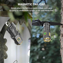 Load image into Gallery viewer, Mini LED Flashlight with Magnetic Base and Side Clip, 6 Modes, high Brightness Small Flashlight, IPX6 Waterproof, is The Best Small Flashlight for Camping, Travel, and Emergency situations