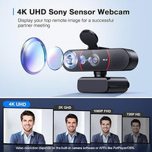 Load image into Gallery viewer, EMEET C960 4K Webcam for PC, 4K UHD Sony Sensor, PDAF Auto Focus, Dual AI Noise-Cancelling Mics, Auto Light Correction, 73° FOV, Plug&Play Webcam w/Privacy Cover, Works w/Zoom/Teams/Skype/Google Meet
