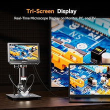 Load image into Gallery viewer, 4K Digital Microscope, Elikliv EM4K 8" Coin Microscope 2000x, 52MP HDMI Microscope, Soldering Microscope for Adults, LCD Microscope for Electronics Repair, 3840P UHD Video Microsocpe, 10" Stand, 64G