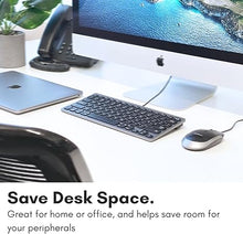 Load image into Gallery viewer, Macally Small USB Wired Keyboard for Mac and Windows - 78 Scissor Keys, 13 Shortcut Compatible Apple Keyboard - Mini Compact USB Computer Keyboard That Saves Space and Looks Great - Space Grey