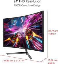 Load image into Gallery viewer, Sceptre 24-inch Curved Gaming Monitor 1080p up to 165Hz DisplayPort HDMI 99% sRGB, AMD FreeSync Build-in Speakers Machine Black (C248B-FWT168)