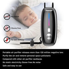 Load image into Gallery viewer, Personal Air Purifier,Timeage Wearable Air Purifier Necklace, Portable Mini Air Ionizer Eliminates Pollen,Smoke,Dust for Outdoor,Travel(Black)