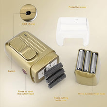 Load image into Gallery viewer, Hair Clippers for Men,Professional Cordless Barber Trimmer Set,Nose and Ear Hair Trimmer with Razor Replacement Head,USB Rechargeable Hair Cutting Grooming Kit-LED Display (Gold-1)