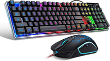 Load image into Gallery viewer, Gaming Keyboard and Mouse Combo, K1 RGB LED Backlit Keyboard with 104 Key Computer PC Gaming Keyboard for PC/Laptop (Black)