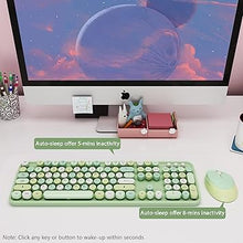 Load image into Gallery viewer, Green Wireless Keyboard and Mouse, KOOTOP Cute Green Colorful Keyboard and Mouse, 2.4G Wireless Keyboard with Retro Round Keycap for PC, Mac, Laptop,Tablet,Computer Windows (Green)