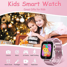 Load image into Gallery viewer, 1.5 Inches Kids Smart Watch for Boys Girls, 26 Puzzle Games, Smartwatch with Camera, Pedometer, Video Voice Music Player Learning Card,Christmas Birthday Gift for 3-12 Years Children (Pink)