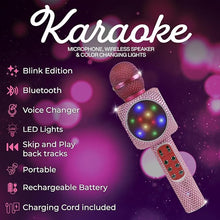 Load image into Gallery viewer, Sing-Along Bling Bluetooth Karaoke Microphone and Bluetooth Stereo Speaker All-in-One (Pink Bling)