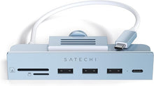 Load image into Gallery viewer, Satechi Clamp Hub USB-C – USB-C Data Port, USB-A 3.0 Data Ports, Micro/SD Card Reader – for Apple Studio Display and 24-inch iMac M1 2021. Not Compatible with 2020 and Earlier iMac Models (Blue)