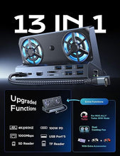 Load image into Gallery viewer, LISEN 13-IN-1 Docking Station for Steam Deck OLED&ROG Ally X&Legion Go, Dual Cooling Fan 5 USB Ports and 4K@60Hz, 100W Charging Port Support ROG Ally 30W Mode, Gigabit Ethernet Fit for Steam Deck OLED