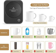Load image into Gallery viewer, VOBAGA Coffee Mug Warmer, Electric Coffee Warmer for Office Desk Accessories with Auto Shut Off, 3 Temperature Setting Smart Cup Warmer for Heating Coffee, Beverage, Milk and Tea (No Mug)