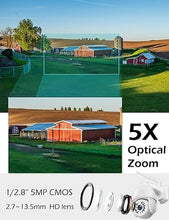 Load image into Gallery viewer, 5MP PTZ Security Camera Outdoor Motion Tracking, Floodlight Surveillance IP Dome RTSP Camera Wireless WiFi, 5X Optical Zoom, Color Night Vision, 2-Way Audio, Support SD Card IP66 White
