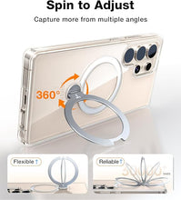 Load image into Gallery viewer, TORRAS 360° Spin Magnetic Stand for Samsung Galaxy S25 Ultra Case, Fit for Magsafe, Military Grade Slim Hard PC Protective S25 Ultra Clear Case with Kickstand & Ring Holder, Ostand Spin, Clear