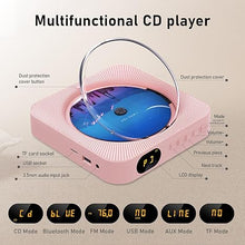 Load image into Gallery viewer, Portable CD Player with Bluetooth Desktop CD Player for Home CD Music Players with Remote Control,Timer,Built-in Dual Speakers with LED Display Home Audio Boombox FM Radio (Pink)