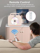 Load image into Gallery viewer, Desktop CD Player for Home with Dual Speakers,Handle, CD Player with FM Radio,Portable CD Player with Bluetooth-Sleep Sound,Remote Control, LCD Display,Support USB/TF Card/AUX/3.5mm Input (Pink)